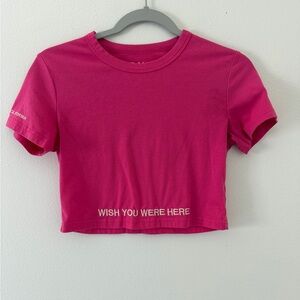 Dandy Worldwide Embroidered ‘Wish You Were Here’ cropped tee size small